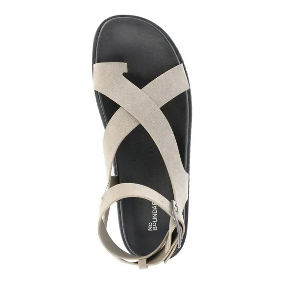 No Boundaries Women's X-Strap Toe Loop Sandals, Size 7, Adjustable Straps, Flat - Picture 3 of 5